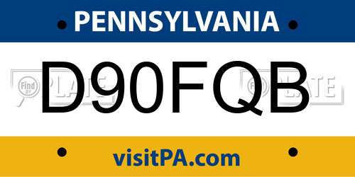 D90FQB Pennsylvania License Plate