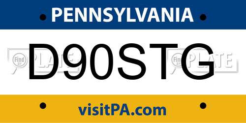 D90STG Pennsylvania License Plate