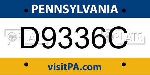 D9336C Pennsylvania License Plate