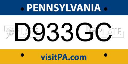 D933GC Pennsylvania License Plate