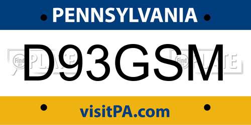 D93GSM Pennsylvania License Plate