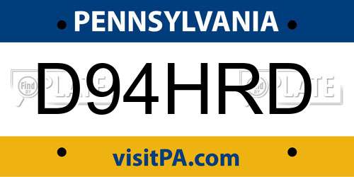 D94HRD Pennsylvania License Plate