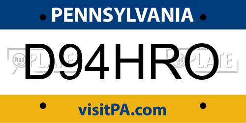 D94HRO Pennsylvania License Plate