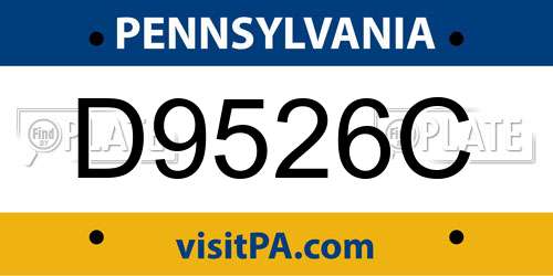 D9526C Pennsylvania License Plate