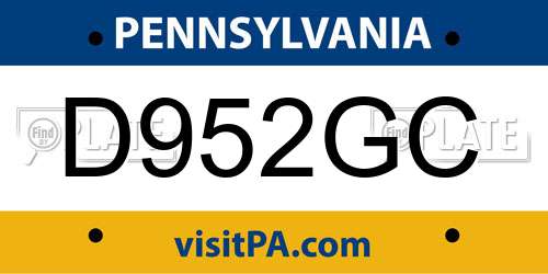 D952GC Pennsylvania License Plate