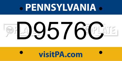 D9576C Pennsylvania License Plate