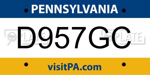 D957GC Pennsylvania License Plate