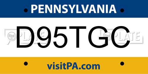 D95TGC Pennsylvania License Plate
