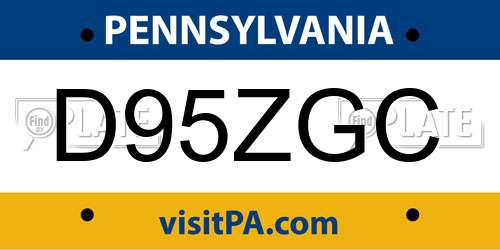 D95ZGC Pennsylvania License Plate