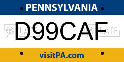 D99CAF Pennsylvania License Plate