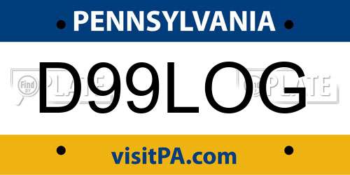 D99LOG Pennsylvania License Plate