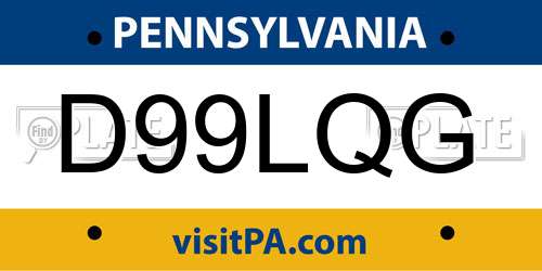 D99LQG Pennsylvania License Plate