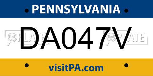 DA047V Pennsylvania License Plate