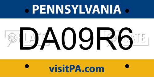 DA09R6 Pennsylvania License Plate