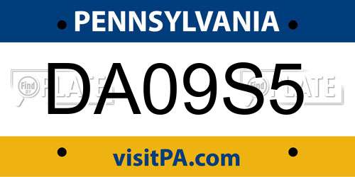 DA09S5 Pennsylvania License Plate