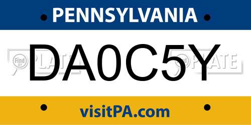 DA0C5Y Pennsylvania License Plate