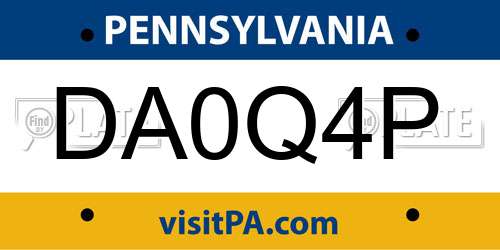 DA0Q4P Pennsylvania License Plate