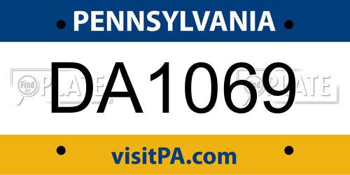 DA1069 Pennsylvania License Plate
