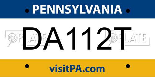 DA112T Pennsylvania License Plate