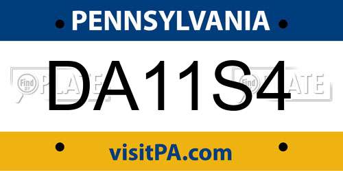 DA11S4 Pennsylvania License Plate