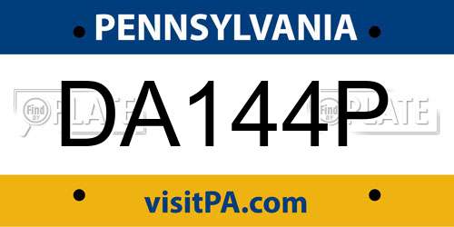 DA144P Pennsylvania License Plate