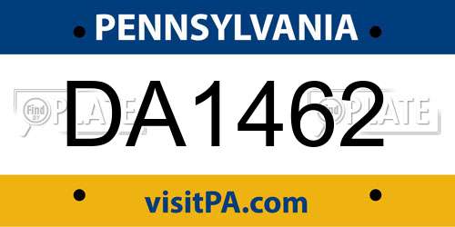 DA1462 Pennsylvania License Plate