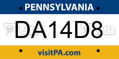 DA14D8 Pennsylvania License Plate