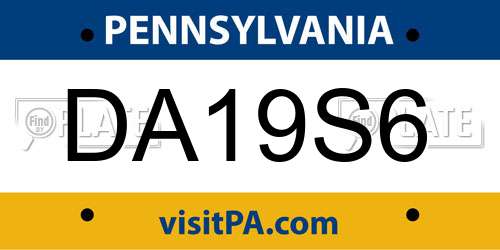 DA19S6 Pennsylvania License Plate