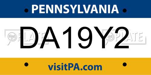 DA19Y2 Pennsylvania License Plate