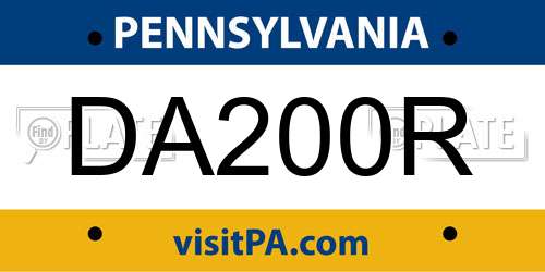 DA200R Pennsylvania License Plate