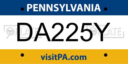 DA225Y Pennsylvania License Plate