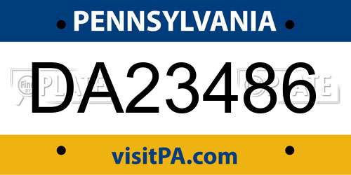 DA23486 Pennsylvania License Plate