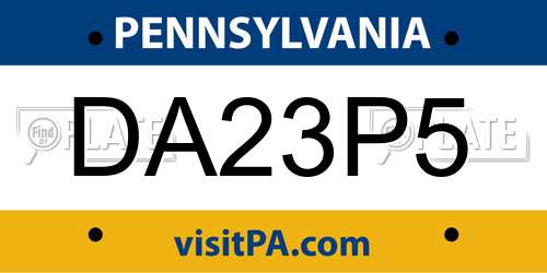 DA23P5 Pennsylvania License Plate