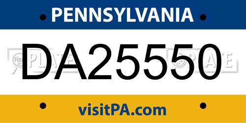 DA25550 Pennsylvania License Plate