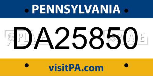 DA25850 Pennsylvania License Plate