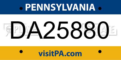 DA25880 Pennsylvania License Plate