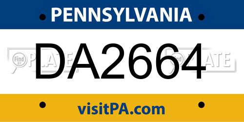 DA2664 Pennsylvania License Plate