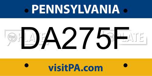 DA275F Pennsylvania License Plate