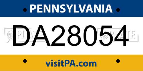 DA28054 Pennsylvania License Plate