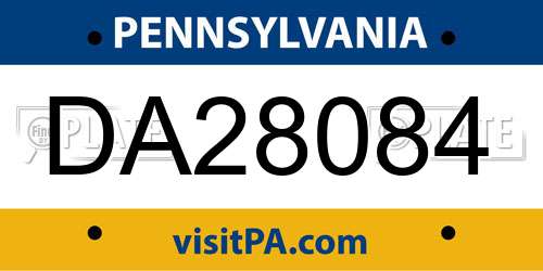 DA28084 Pennsylvania License Plate