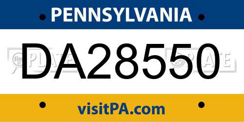 DA28550 Pennsylvania License Plate