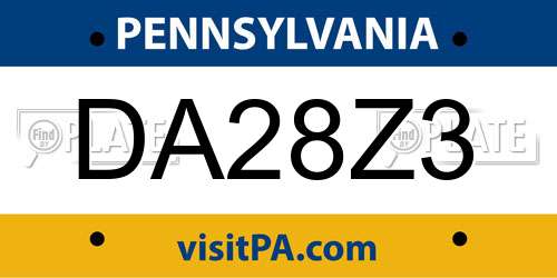 DA28Z3 Pennsylvania License Plate