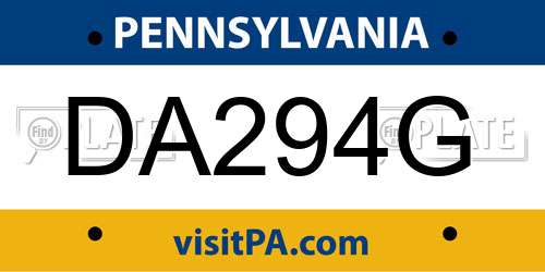 DA294G Pennsylvania License Plate