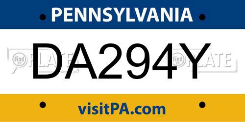 DA294Y Pennsylvania License Plate