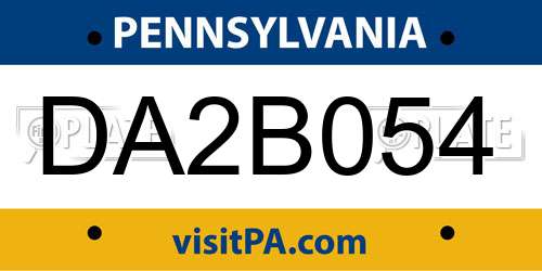 DA2B054 Pennsylvania License Plate