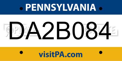 DA2B084 Pennsylvania License Plate