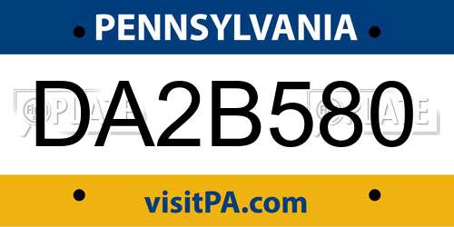 DA2B580 Pennsylvania License Plate