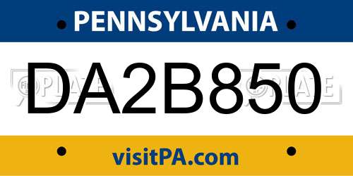 DA2B850 Pennsylvania License Plate