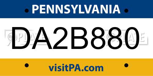 DA2B880 Pennsylvania License Plate