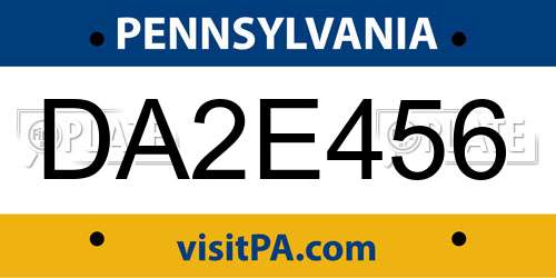 DA2E456 Pennsylvania License Plate